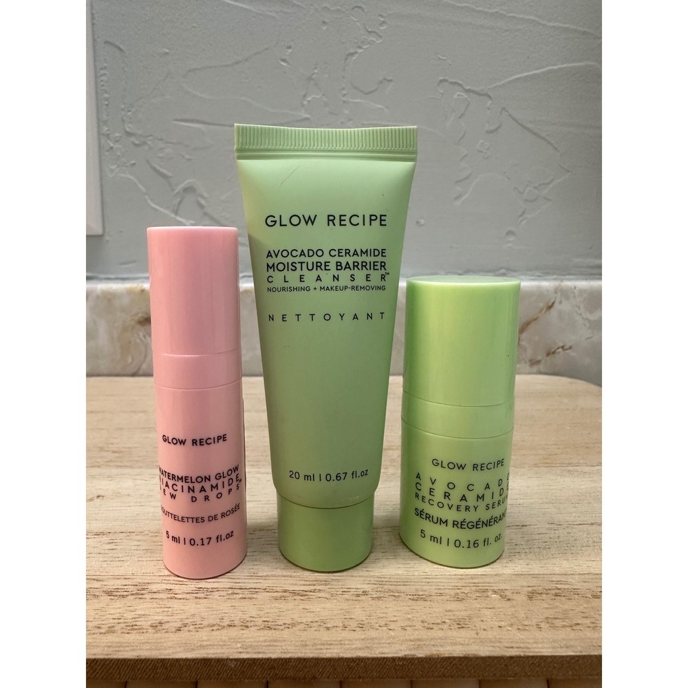 Glow Recipe Avocado Ceramide‎ Cleanser Recovery Serum Drops Set of 3